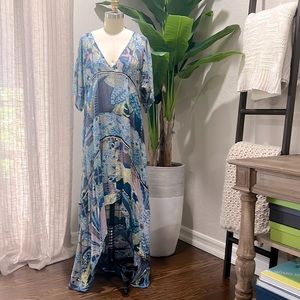Johnny Was size Small (fits oversized) High Low print silk/cotton blend dress